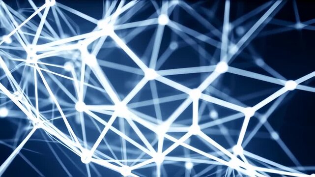 Abstract network of glowing lines and points