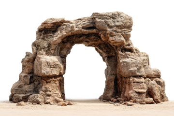 High-quality natural sandstone arch on a transparent background, perfect for game design, landscape visualizations, and architectural concepts