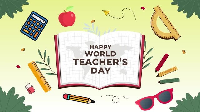 Happy World Teacher's Day Greeting Card Animation Background.