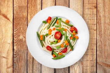 Delicious classic Italian dish spaghetti pasta in plate