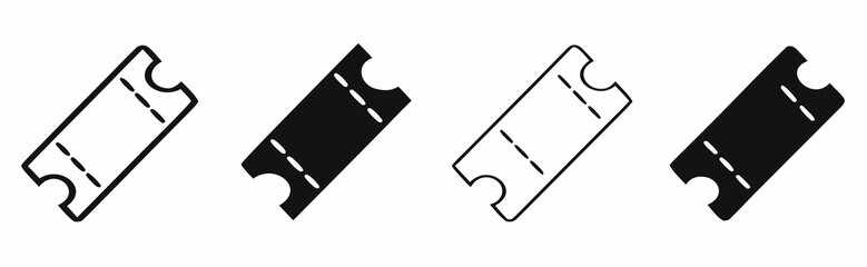 Ticket admit icon set. Movie ticket stub sign. Line raffle ticket icon 
