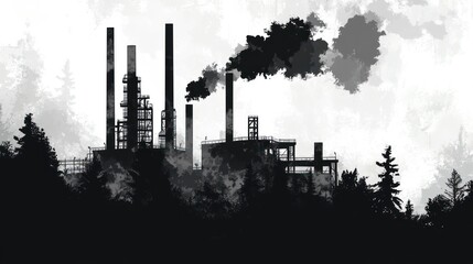 Industrial facility pollution silhouette