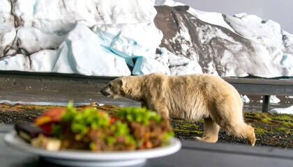 Polar bear near a meal