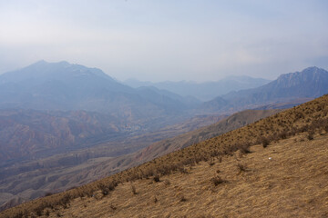mountain landscape with fog
