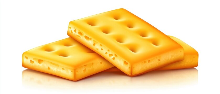 Golden crackers crispy baked snack food close up product shot