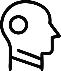 Simple outline of human head profile with inner circle symbolizing thought or brain activity