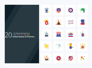 20 Usa Flat Color icon for presentation. Vector icons illustration