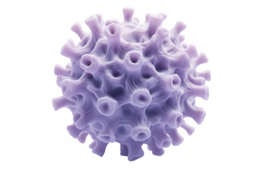 Realistic detailed illustration of a coronavirus isolated on transparent background for scientific contexts