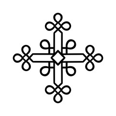 Celtic cross. Linear hand-drawn style on a white background.