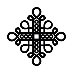 Celtic cross. Linear hand-drawn style on a white background.