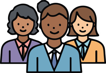Diverse Team Icon Vector Multicultural People in Flat Style