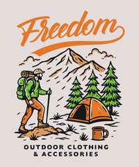 design vintage retro tshirts with handdrawn illustrations and outdoor clothing