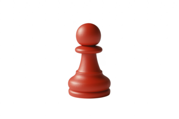 Red wooden chess pawn isolated on transparent background for strategy and concept