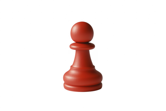 Red wooden chess pawn isolated on transparent background for strategy and concept - Powered by Adobe