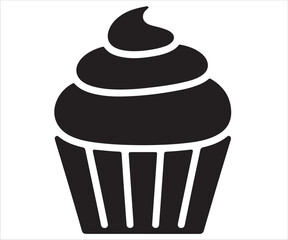 Cupcake silhouette vector illustration isolated on white background