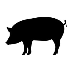 Isolated black pig silhouette vector illustration for farm animal graphic design projects