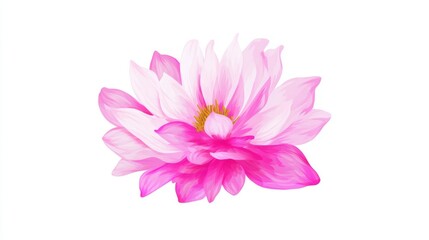 Fototapeta premium A close-up watercolor painting of a vibrant pink dahlia flower, showcasing delicate petals and a golden center.