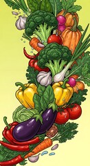 Colorful assortment of fresh vegetables including broccoli peppers and tomatoes here