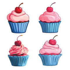 set of pink cupcakes