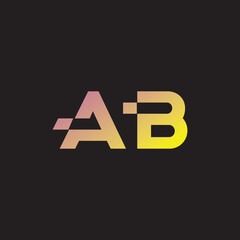 AB A B Swoosh Letter Logo Design