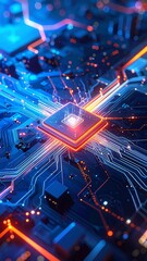 Futuristic Technology Chip High Tech Circuit Board Digital Innovation.