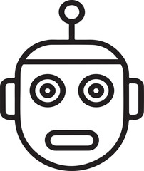 Fototapeta premium Modern Robot Head Outline Design for Artificial Intelligence and Technology Concepts Simple and Futuristic