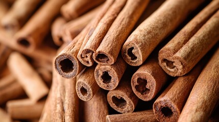 Close-up view of cinnamon sticks.