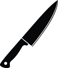 Kitchen knife vector illustration, sharp blade, black handle, cooking utensil, food preparation tool, stainless steel, realistic design, culinary equipment, isolated object