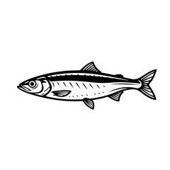 Silhouette of a fish on a white background