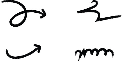 Hand Drawn Arrow Doodle Set – Curved, Swirl, Zigzag, and Sketch Arrows for Design and Decoration