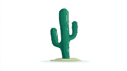 A tall, green Saguaro cactus stands in a sandy desert environment.