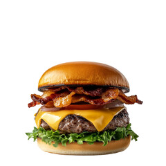 Classic cheeseburger with crispy bacon and fresh lettuce