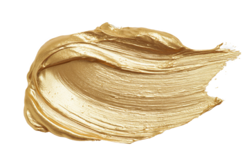 Shiny Gold Paint Smear Texture isolated on white transparent background