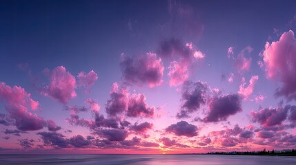 Dramatic Cloudy Sky with Vibrant Pink and Purple Hues in Cinematic HDR Nature Landscape