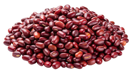 A large pile of vibrant red kidney beans forming a textured mound isolated on transparent background