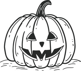 Spooky halloween jack o lantern silhouette hand drawn style isolated graphic isolated on transparent background