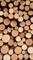 Stacked logs, close-up