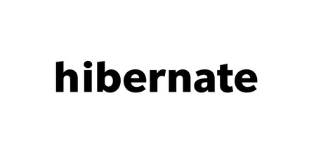 Bold typography featuring the word "hibernate" in black on white background  