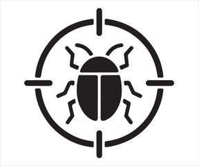Bug inside crosshair target vector illustration for debugging concept