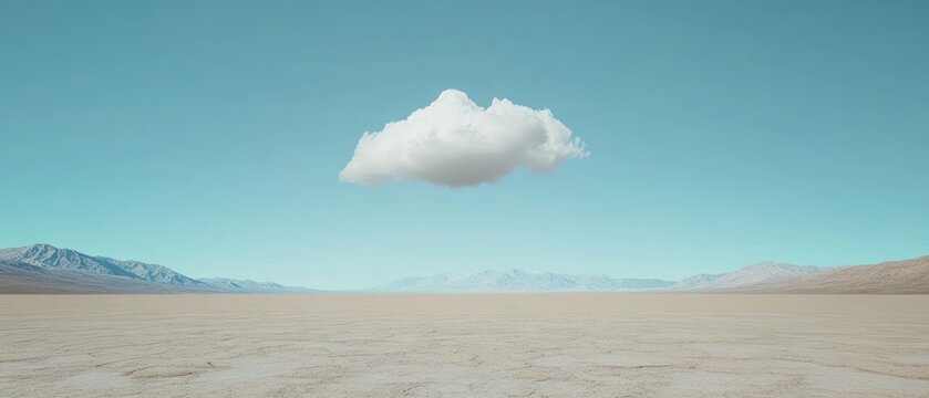 Single cloud over vast desert landscape minimalist nature background