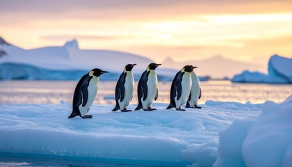 Penguin group on ice

