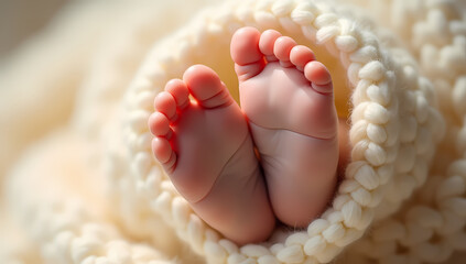 Adorably Tiny Baby Feet Wrapped in Cozy Blanket