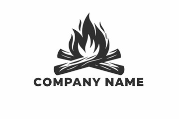 Obraz premium Bonfire Design on White Background Monochrome Campfire