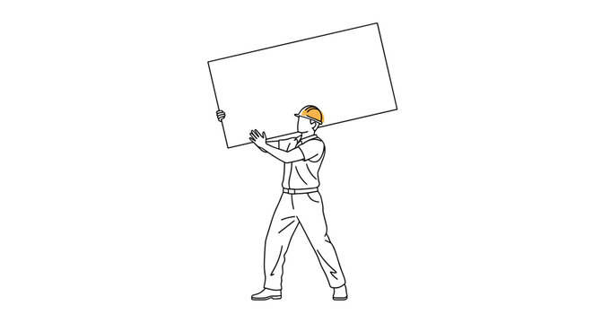 Builder lifting a drywall sheet