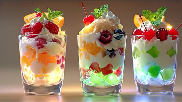 Colorful dessert parfait