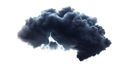 Dark Cumulonimbus Cloud with Lightning Strike storm thunder cutout PNG isolated on a transparent background