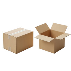 Two Cardboard Boxes, One Closed, One Open