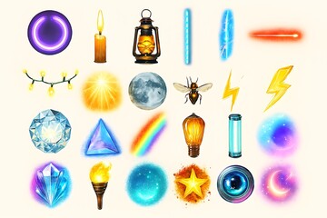 set of colorful easter eggs with ribbons