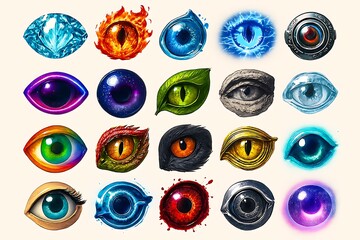 set of vector icons of different color