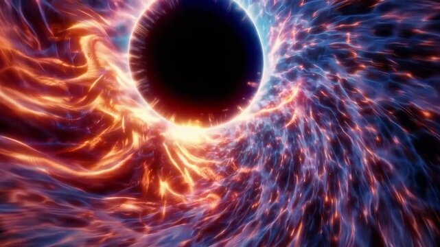 Black hole in outer space with swirling accretion disk. - Powered by Adobe